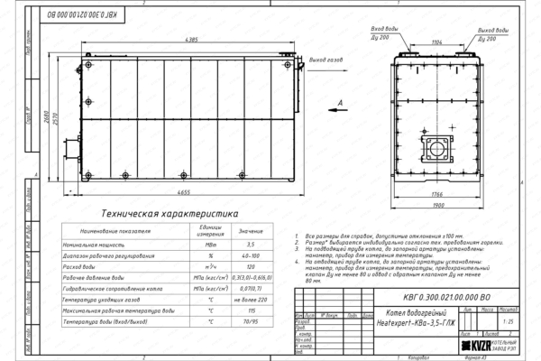 Чертеж котла КВа 3.5 ГЛЖ